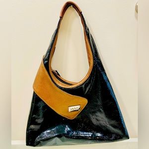 Stunning !! Rare LAND black Leather Shoulder Bag.